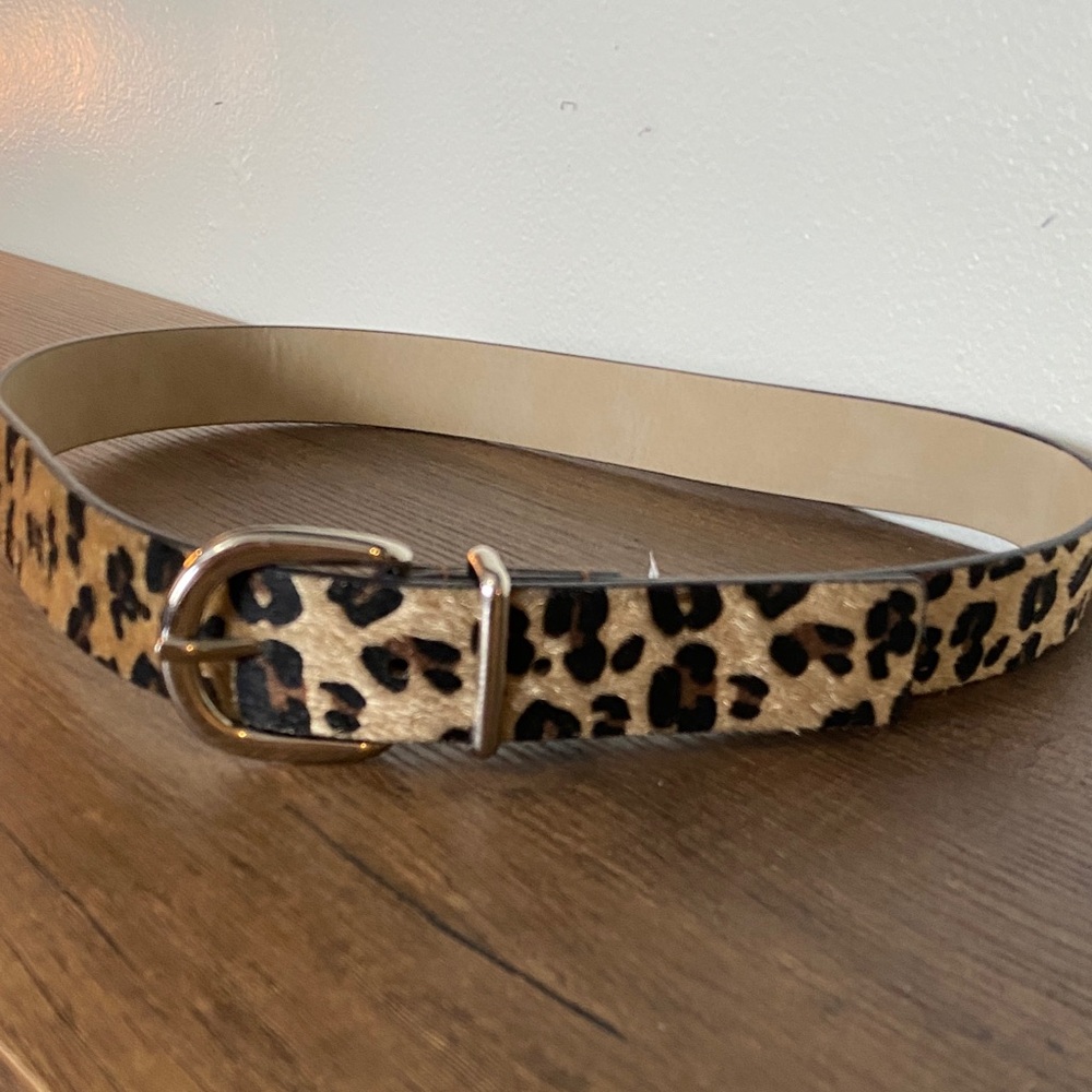 Target Leopard Print Belt with Silver Buckle